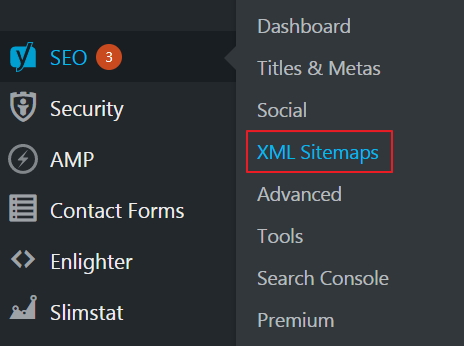 목록 중 SEO 선택 > XML Sitemaps 클릭